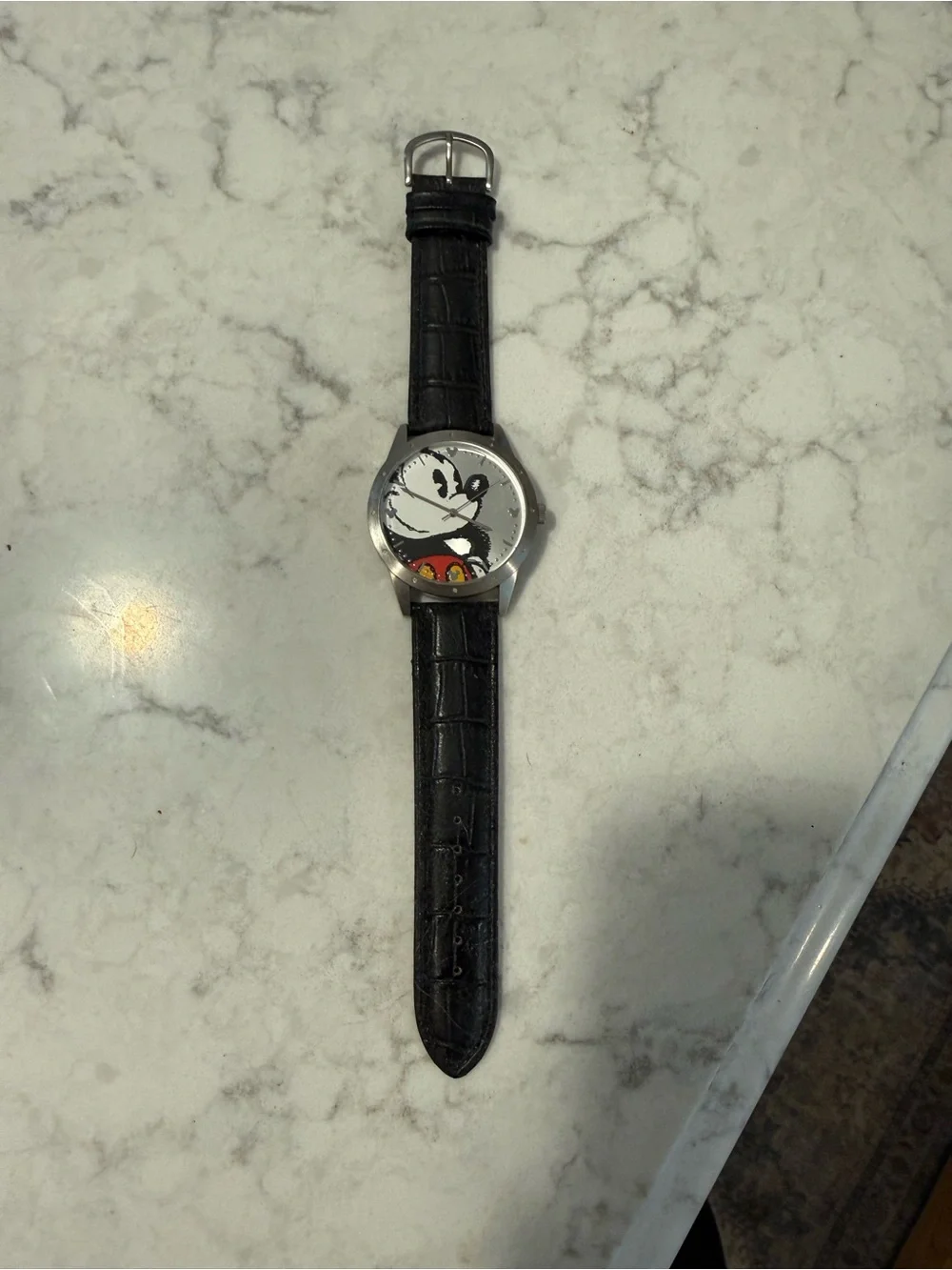 Disney Mickey Mouse Sketched Dial Watch - Black Strap with Red Accent - Picture 2 of 3